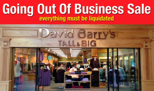 David Barry's Tall & Big store closing sale
